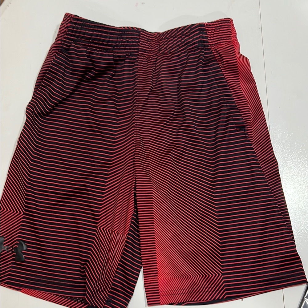 Under Armour Boys Black and Red Athletic Shorts